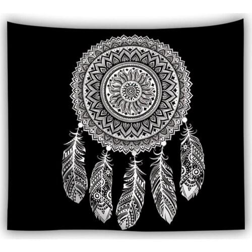 Bedroom Tapestry Black White Mandala Dream Catcher Tapestry Wall Hanging Boho Decor Wall Art Tapestry for Living Room Dorm Decor