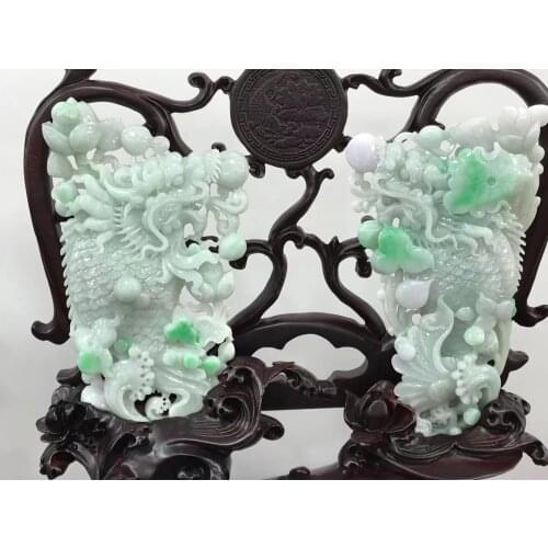 Natural Myanmar jade A HandCarved dragon crafts green jade pendant jade necklace pendants jewelry jade necklaces woman