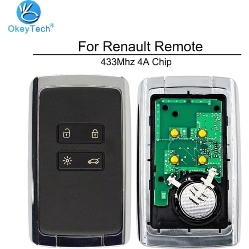 OkeyTech for Renault Megane 4 Talisman Espace 5 Kadjar Koleo 2015 Car Smart Remote Key Card 4 Button PCF7953M HITAG AES 4A Chip
