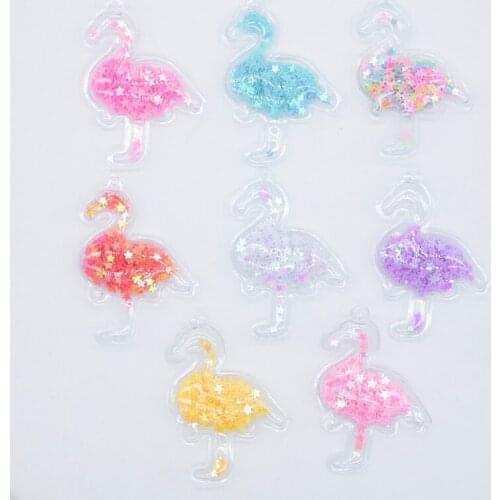 Wholesale 64Pcs Flamingo PVC Filling Sequins Flamingo Appliques for DIY Headwear Hairpin Bow Ring Pendant Decor Accessories P12