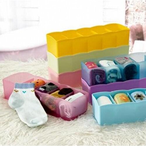 5 Compartment Plastic Box Jewelry, Skin Care Products Clothes Socks Storage Box Underwear Tie Drawer Storage Box