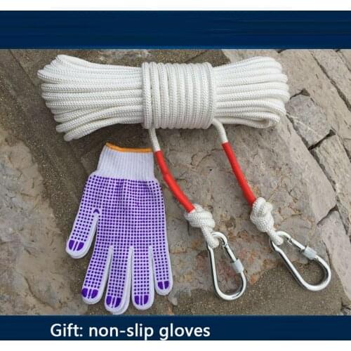 10M Fire Safety Rope Household Escape Climbing Insurance Safety Rope Rock Climbing Wire Core Fire double Hook Safety Rope Outdoo