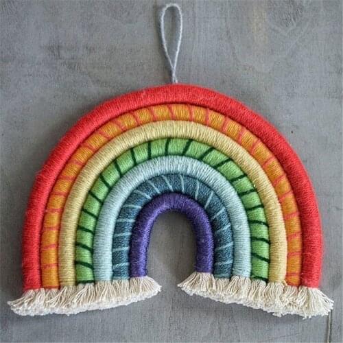 Hand-Woven Rainbow Hanging Wall Hanging Art Home Decoration Accessorie Nordic Wall Ornaments Kids Baby Room Photography Wedding