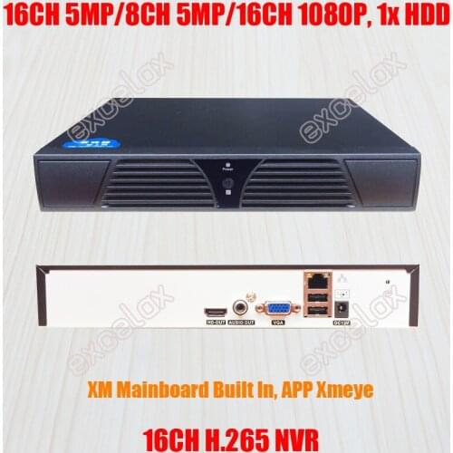 16 Channel H.265 NVR Network Video Recorder 1xHDD for 16CH 8CH 5MP 4MP 3MP 2MP Security IP Camera P2P ONVIF Mobile APP Xmeye