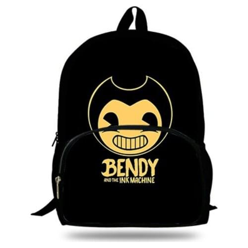 16 Inch Cartoon Backpack Bendy 3D print Schoolbags Girls Boys Children School Bags Primary Toddler Mochila Infantil