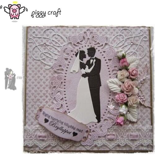 Piggy Craft metal cutting dies cut die mold Bride and groom Wedding Scrapbook paper craft knife mould blade punch stencils dies