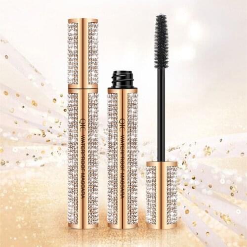 4D Flash Diamond Waterproof Silk Fiber Thick Lengthening Mascara No Clumping Smudge Proof Eyelashes Voluminous Eyelashes