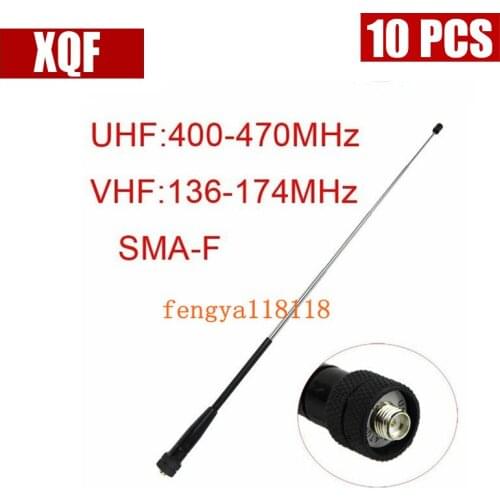 XQF 10PCS SMA-F Female VHF 136-174MHz/UHF 400-480MHz Antenna for kenwood TK 3107 2107 PUXING QUANSHENG H777 Two Way Radio