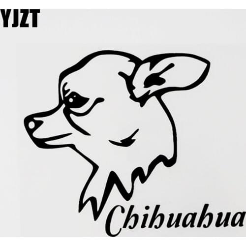 YJZT 14.3CM×12CM Funny Animal Chihuahua Dog Car Sticker Decal Black/Silver Vinyl 8C-0743