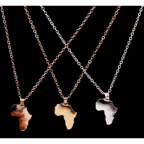 3 Colors Fashion Africa Map Necklace African Jewelry Women Statement Necklace Gold Silver Color Chain Necklace Gift Wholesale