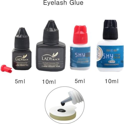 1 Bottle Professional Eyelash Glue Fast Drying False Eyelash Extension Glue Red Black Cap Sky Glue No Sensitive Lady Black Glue