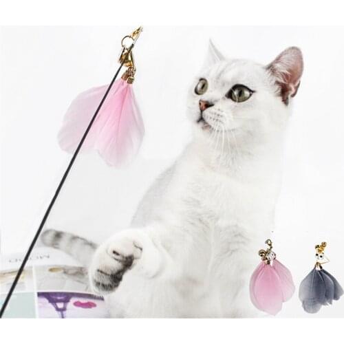 1pc Good Quality Funny Cat Wand Fishing Rod Colorful Feather Cat Teaser Stick With Bell Pet Kitten Interactive Training Play Toy
