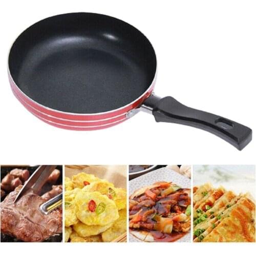 1pcs 12cm 14cm 16cm Mini Small Frying Pan Flat Non-stick (random Coating Color) Handle Anti-scratch Supplies Kitchen Long K6Y1
