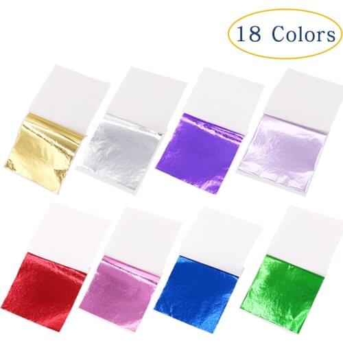 100pcs Colorful Gold Leaf Sheets Imitation Gold Foil Gilded Paper 8X8.5cm Christmas Decoration Furniture Wall Painting Art Craft