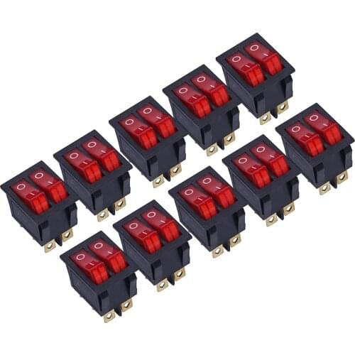 15A250V 20A125V KCD8-212N Red Button Rocker Switch 6 Pin Rocker Power Switch Double Rocker Switch 10pcs/lot