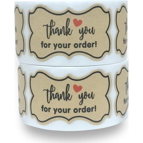 250pcs 3x5cm Kraft paper Thank You for Your Order Stickers Gift Packaging Seal Labels Business Label Envelope Stationery Sticker