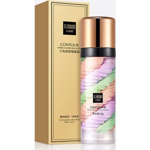 3 in 1 Makeup Base Women 3 Colors Face Primer Waterproof Flawless Makeup Liquid Foundation Cream For Skin Tone Correcting