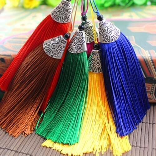 5pcs/lot 11 Colors 8cm Small Silk Tassel Cords with Metal Caps Earrings Tassel Charm Pendant Fit DIY Jewelry Making Findings