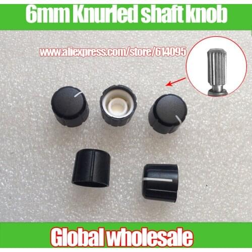 50pcs 148 plum stalk potentiometer knob cap / black body white indication / knurling axis power leveler audio volume switch knob