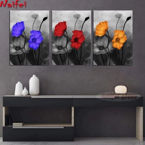 5d,Diamond Painting Abstract Multicolor Poppy,Full Square Diamond Embroidery Puzzle 3d Diamond Mosaic Crafts,Diy Vintage Floral