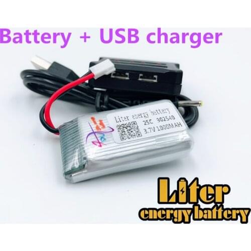 902540 3.7V 1000mAh Battry Syma X5C X5SC X5SW M68 X5HC X5HW X400 X800 four-axis Model aircraft 3.7V Lipo battery + USB Charger