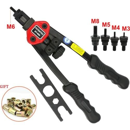 Free Shipping BT-606 RIVET NUT TOOL Hand Blind Riveter Hand Riveter Rivet Gun with 5 Metric Mandrels 50pcs Rivnuts
