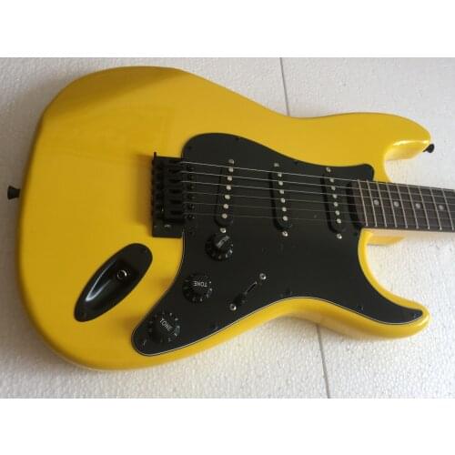 Free delivery / black guard lemon yellow high quality st Guitar / China Electric Guitar