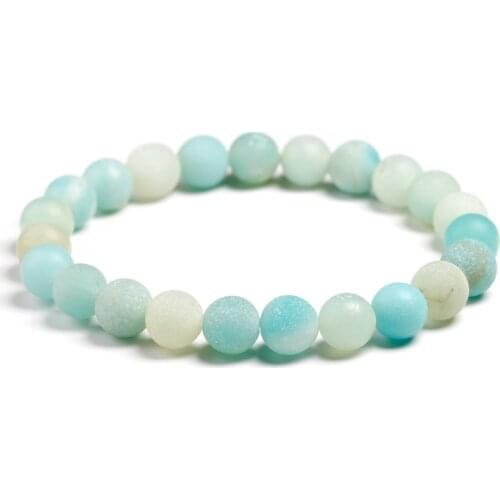 Natural AB+ Amazonite Stone Bracelet For Unisex 6mm 8mm 10mm Beads Matte Gem Stone Energy Bracelet Women Men Jewelry