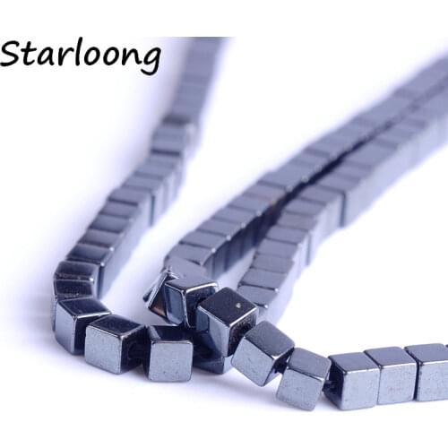 High quality 3/4mm Natural stone bright square loose spacer hematite beads for DIY jewelry bracelet necklace making