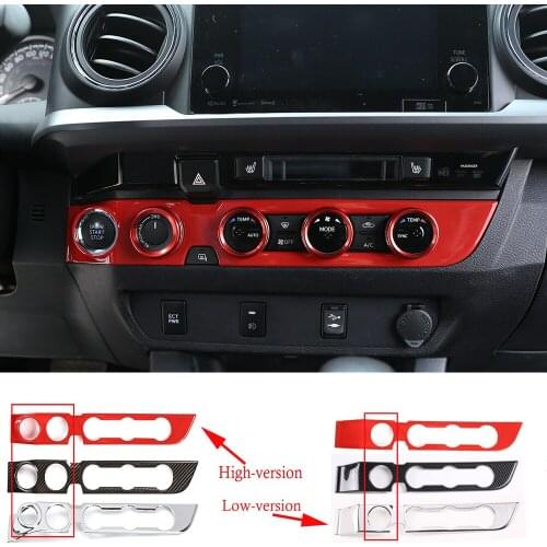 Car Center Console Air Conditioner Knob Switch Panel Cover Trim ABS Carbon Fiber For Toyota Tacoma 2016-2020 Interior Accessory