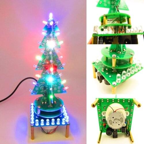 DIY Rotating Colorful Music Christmas Tree LED Flashing Light Kit Electronic DIY Production Parts