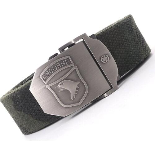 Design Mens Belts Metal Slide Buckle Waist Strap Canvas Breathable America Airgorhe Jeans Accessories Unisex Cowboy Street Cinto