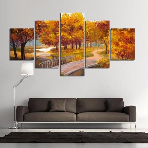 Home Decor Canvas Painting 5 Pieces Tree Landscape HD Prints For Living Room Wall Art Creative Modular Pictures Artwork Poster