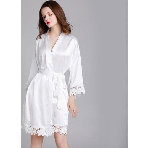 Bride Bridesmaid Wedding Robe Casual Women Kimono Gown Bathrobe Gown Soft Satin Sleepwear Nightdress Navy Blue Home Colthes