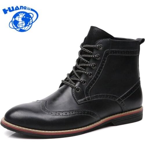 HUANQIU genuine leather boots men plus size 39-47 snow winter work dress shoes male for mens ankle boots ZLL180