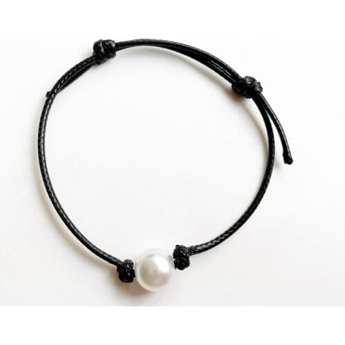 Black Cord Bracelet Artifical Simulated Pearl Bracelet Handmade ABS Imitation Pearl Beads Jewelry Adjustable