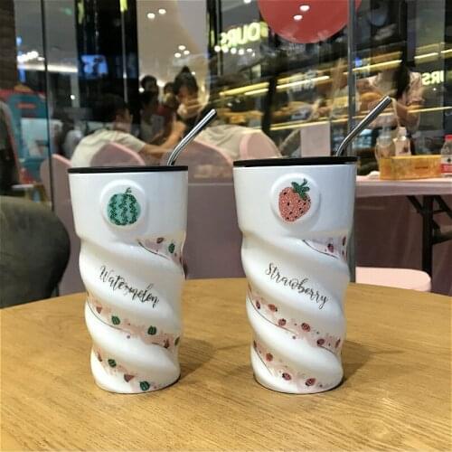 Ceramic Mug Straw coffee cup Ceramic Cup with Lid Portable Bottle Womens Cool Coffee Cup Childrens Office Cute Cup travel mug