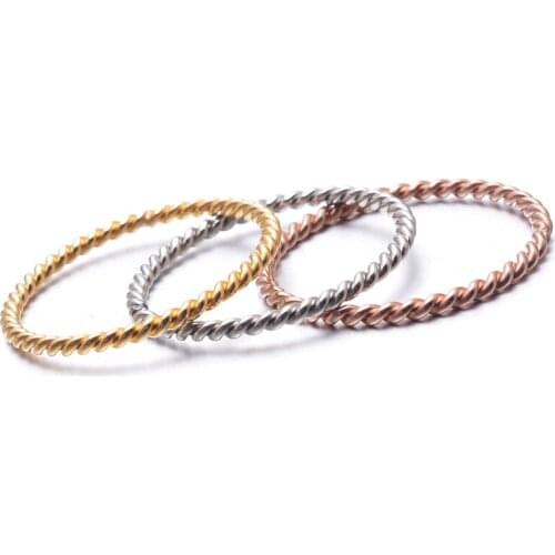 Rose Gold Spiral Pattern Ring Stainless Steel Twist Tail Rings for Woman Girl Single Party Finger Charm Jewelry