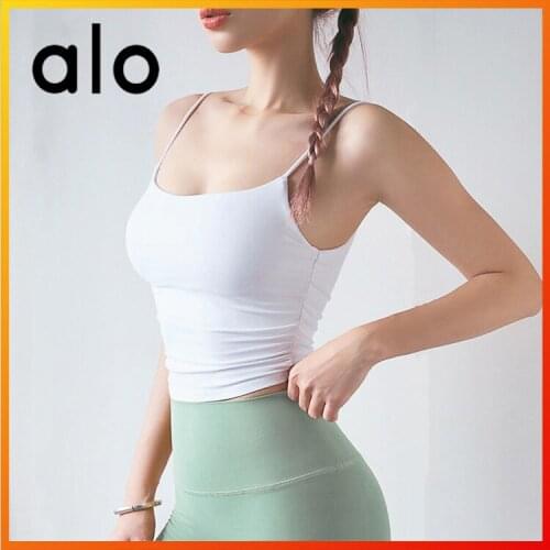 Alo Yoga Summer New Sexy Womens Sling Quick-drying Breathable Sports Crop Top Fitness Exercise Shaping Gym Vest Tube Top WX005
