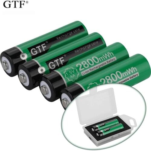 GTF 1.5V AA 1900mAh USB AA li-ion Battery 2800mwh real capacity li-polymer USB rechargeable battery with Box USB cable
