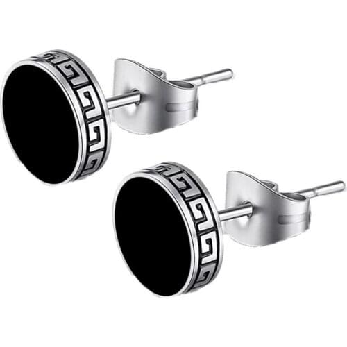 Fashion Stainless Steel Stud Earrings Round Black Opal helix piercing Earrings piercing earrings