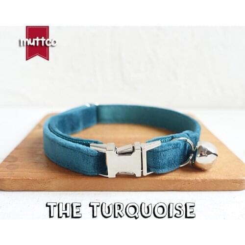 MUTTCO Retailing self-design personalized cat collars handmade collar THE TURQUOISE 2 sizes UCC097