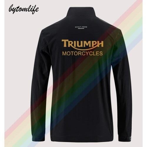 Classic triumph motorcycle sweatshirts jacket mens outdoor zippered comfortable light casual back printing asian size