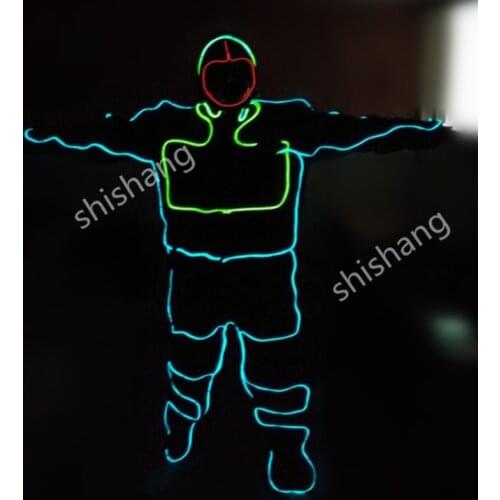 HH814 Men EL light suit / LED robot suit Clothing/ Luminous Neon EL Wire / dance costumes/LED Robot suits for stage show/DJ
