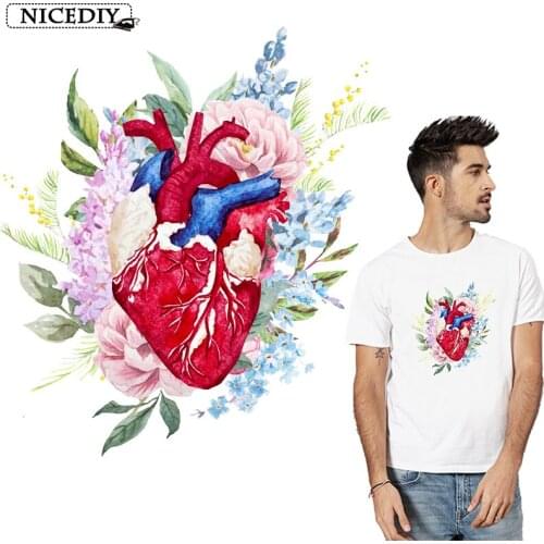 Nicediy Flower Heart Patch Iron-on Transfer For Clothes Accessory Heat Transfer Vinyl Sticker Applique On Clothes Washable Patch