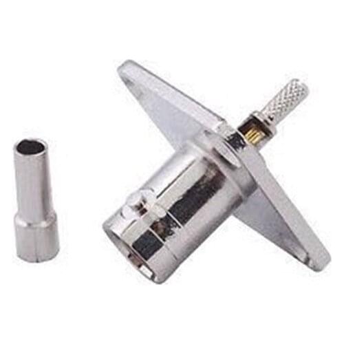 BNC Female Plug 4 Hole Flange Panel Mount 17.5mm Solder Connector Crimp For RG174 RG316 Cable