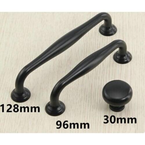 96mm 128mm modern simple black furniture handles black drawer cabinet knobs pulls 5" 3.75" antique black dresser door handles