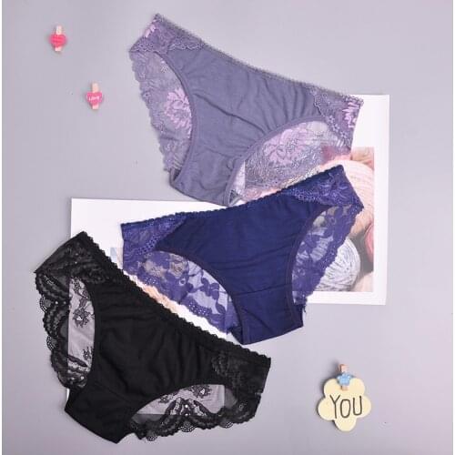 Sexy pant gauze underwear lace perspective women Sexy lingerie women lace pants exposed female G-string 3pcs ah74