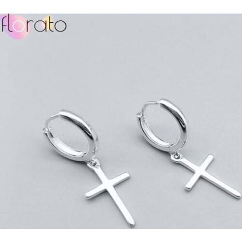 925 Sterling Silver Ear Buckle Earring Simple Geometric Cross Stud Earrings for Women Minimalism Paved Tiny Earring Jewelry Gift