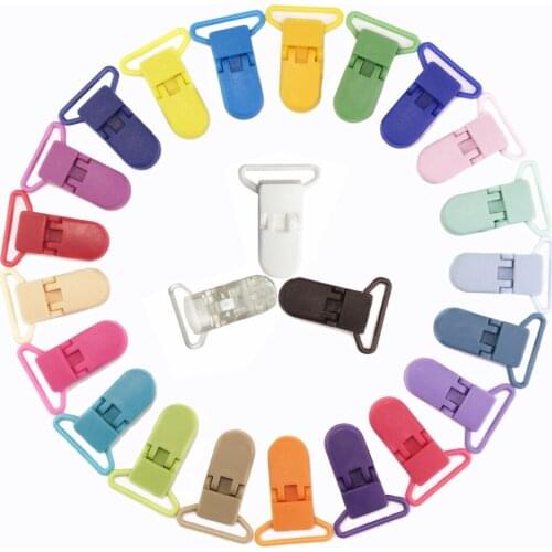 Sutoyuen 48pcs 25mm D Shape Kam Plastic Dummy Pacifier Chain Holder Clips Suspender Binder Soothers Toys Chain Clips 15 Colors